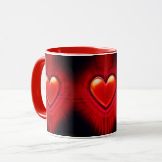Koffie mok. Rood & zwart hart ontwerp keramische m Mok (Voorkant links)