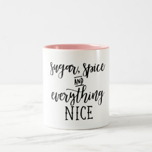 Koffie-Mok - Suiker, Spice, Alles-Nice, Sassy Tweekleurige Koffiemok