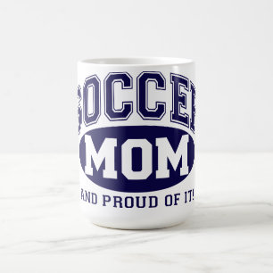 Koffie-Mok - Voetbal Mam en Proud. -Marineblauw Koffiemok