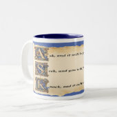 Koffie Mok: vragen, zoeken en kloppen Tweekleurige Koffiemok (Voorkant links)