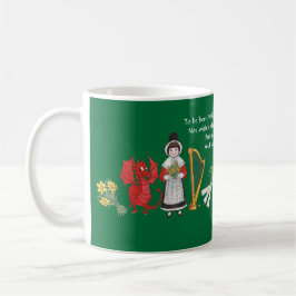 Koffie-Mok: Welsh Emblemen en Citaat Koffiemok