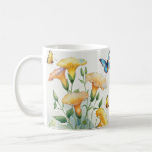 Koffie Mok - Yellow Morning Glory en Vlinders