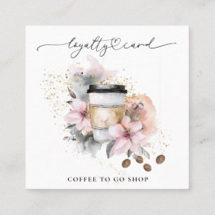*~* Koffie naar Go Espresso QR Rewards Bloemen Klantenkaartje