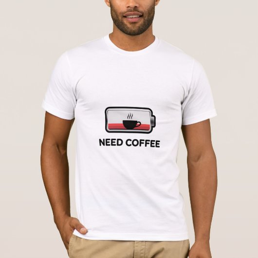 Koffie Nodig - Batterij bijna Leeg T-shirt (Voorkant)