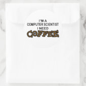 Koffie nodig - Computer Scientist Ronde Sticker (Tas)