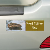 Koffie Nodig Grappige Eend Bumpersticker (Op auto)