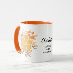 Koffie of thee My Way Sinaasappel Grey Flowers Mok