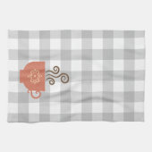 Koffie- of theebeker met grijze buffels theedoek (Horizontaal)