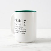 Koffie om klaar te zijn tweekleurige koffiemok (Voorkant links)