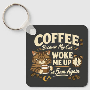Koffie Omdat Kat Me Wakker Maakte Sleutelhanger