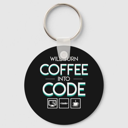 Koffie omzetten in Shirt Coder Programmer Sleutelhanger (Voorkant)