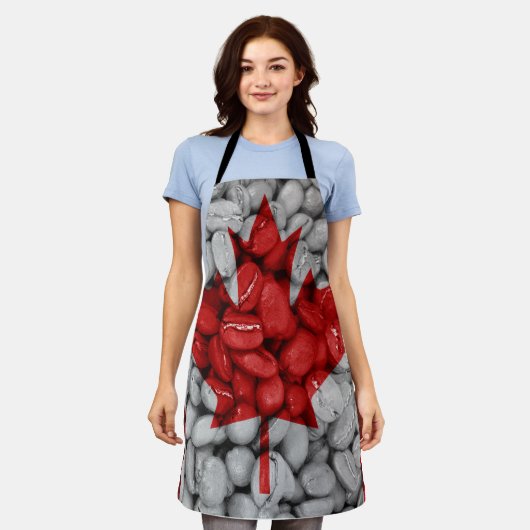 Koffie onder Canadese vlag Schort (Gedragen)