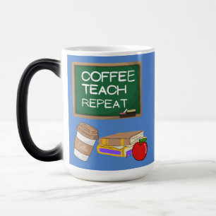 koffie, onderwijzen, herhalen magische mok