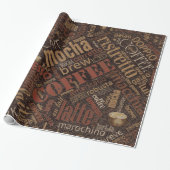 Koffie op Burlap Word Cloud Brown ID283 Cadeaupapier (Uitgerold)