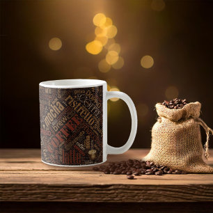 Koffie op Burlap Word Cloud Brown ID283 Koffiemok