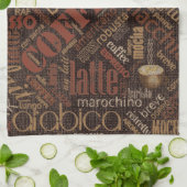 Koffie op Burlap Word Cloud Brown ID283 Theedoek (Gevouwen)