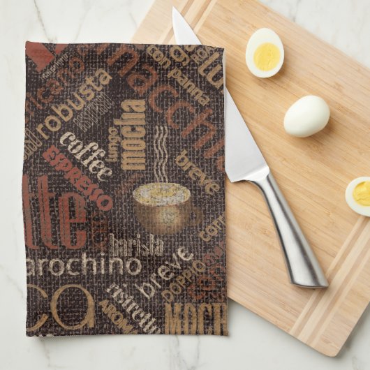 Koffie op Burlap Word Cloud Brown ID283 Theedoek (Quarter Fold)