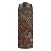 Koffie op Burlap Word Cloud Brown ID283 Thermosbeker (Voorkant)