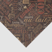 Koffie op Burlap Word Cloud Brown ID283 Tissuepapier (Detail)