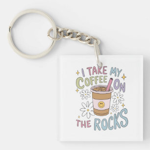 Koffie op de rotsen sleutelhanger
