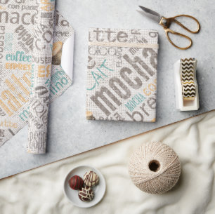 Koffie op jute wolk wolk teal ID283 Cadeaupapier