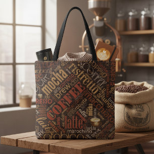 Koffie op Jute Woordwolk Bruin ID283 Tote Bag