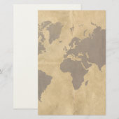 Koffie op Wereldkaart papierstijl Briefpapier (Voorkant / Achterkant)