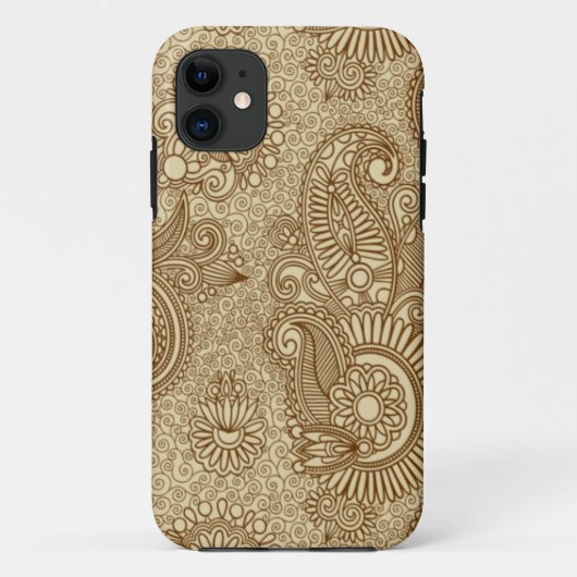 Koffie Paisley Doodle Pattern iPhone 5 Hoesje (Achterkant)