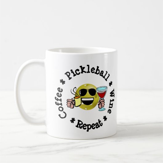 Koffie, Pickleball, Wijn, Pickleball Addict herhal Koffiemok (Links)