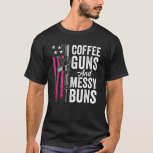koffie - Pistolen en messenbuns - roze AR15 USA Fu T-shirt