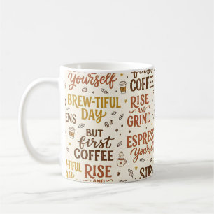 Koffie Pun Typografie Patroon Koffiemok