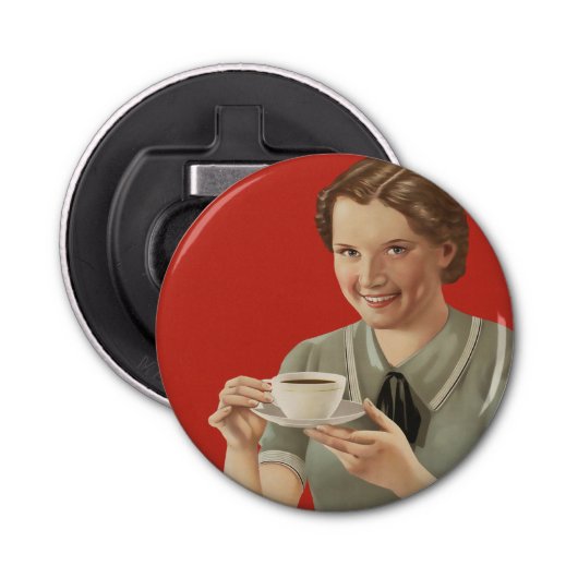 koffie-reclame button flesopener (Voorkant)