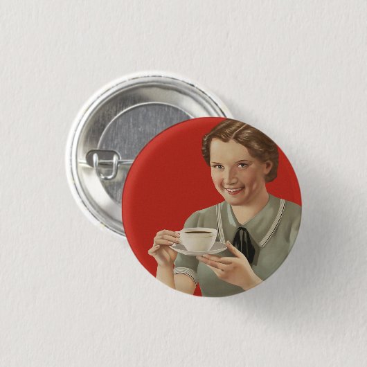  koffie-reclame ronde button 3,2 cm (Voorkant /achterkant)