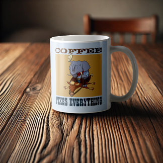 Koffie repareert alles wat een olifant heeft geple koffiemok