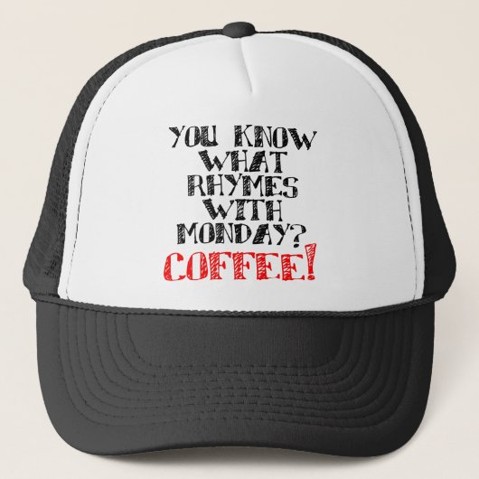 Koffie Rijmt Op Maandag Grappige Pet Hoed (Voorkant)