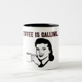 Koffie roept. tweekleurige koffiemok (Center)