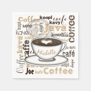 Koffie rond de wereldnaam servet