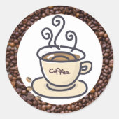 Koffie Ronde Sticker (Voorkant)