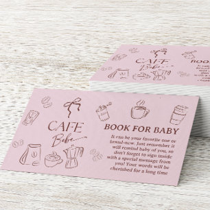 Koffie Roze Strik Cafe Bebe Boek Voor Baby Shower Informatiekaartje
