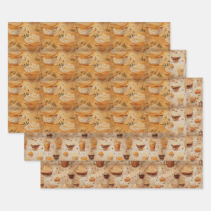 Koffie  rustieke Waterverf Set No1 Inpakpapier Vel