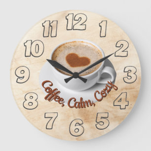 Koffie, Rustig, Cozy Wandklok Ontwerp Grote Klok