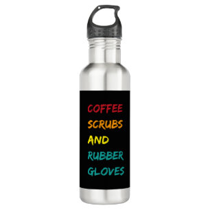 Koffie scrubs & rubber handschoenen verpleegkundig waterfles 
