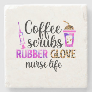 Koffie, scrubs, rubberen handschoenen - Nurse Life Stenen Onderzetter