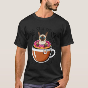 Koffie Siamese Meezer Kat Donut T-shirt
