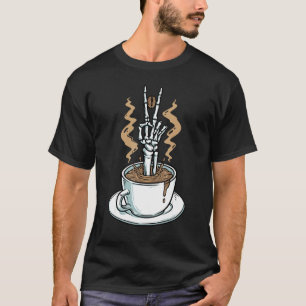 Koffie Skelet Hand Koffie Halloween T-shirt