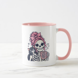 Koffie Skelet Meisje Kat Mok
