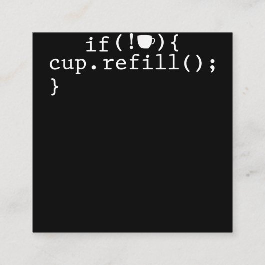 Koffie Smart Coding Software Engineer Vierkante Visitekaartje (Voorkant)
