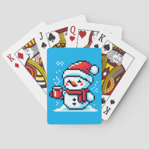 Koffie Sneeuwman - Gezellige Pixel Art Christmas D Pokerkaarten