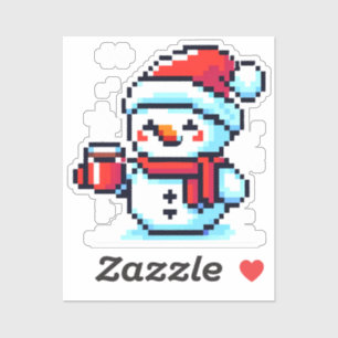 Koffie Sneeuwman - Gezellige Pixel Art Christmas D Sticker