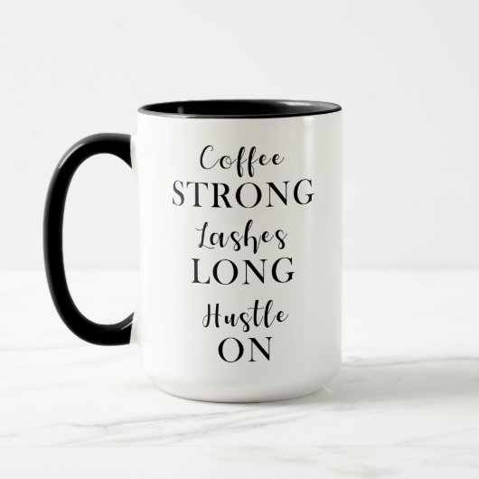Koffie Sterke Lashes Long Hustle mok koffie (Links)